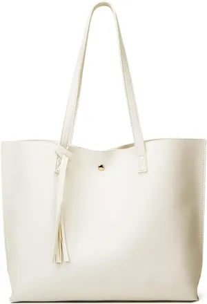 Dreubea Women's Soft Faux Leather Tote Shoulder Bag from, Big Capacity Tassel Handbag