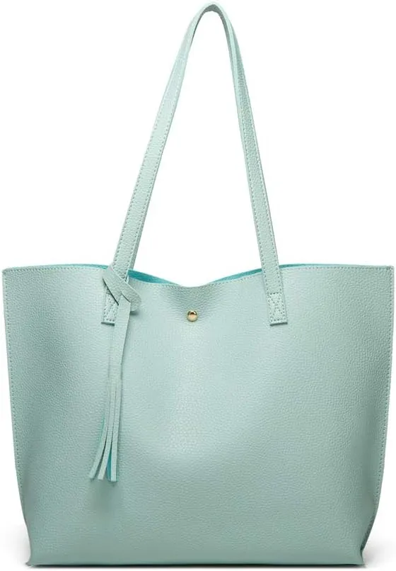 Dreubea Women's Soft Faux Leather Tote Shoulder Bag from, Big Capacity Tassel Handbag