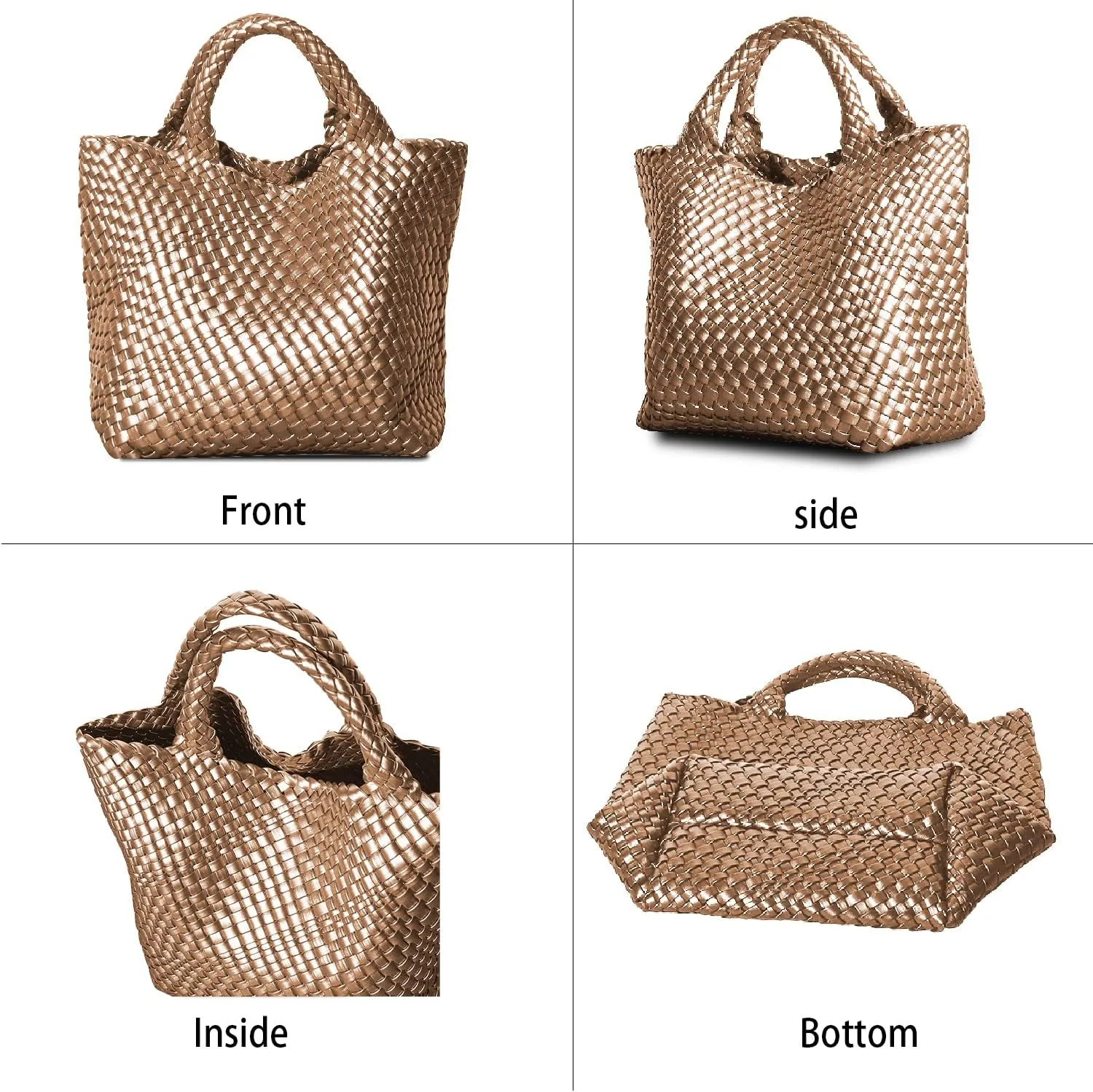 Dyalsa Woven Bag for Women, Vegan Leather Tote Bag Large Summer Beach Handbag Purse Retro Handmade Travel Shoulder Bag Set