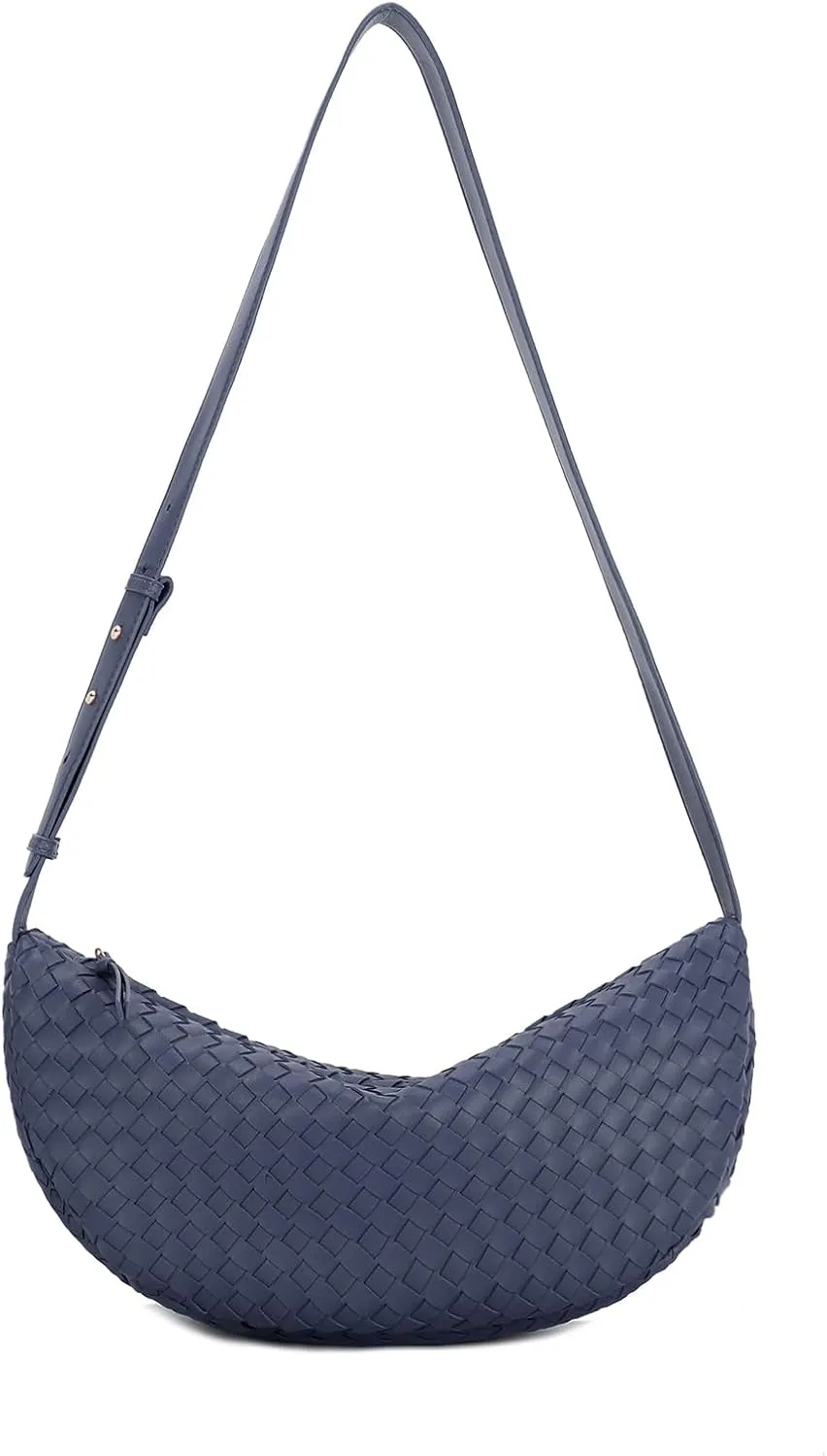 E Woven Crescent Shoulder Bag for Women with Adjustable Strap