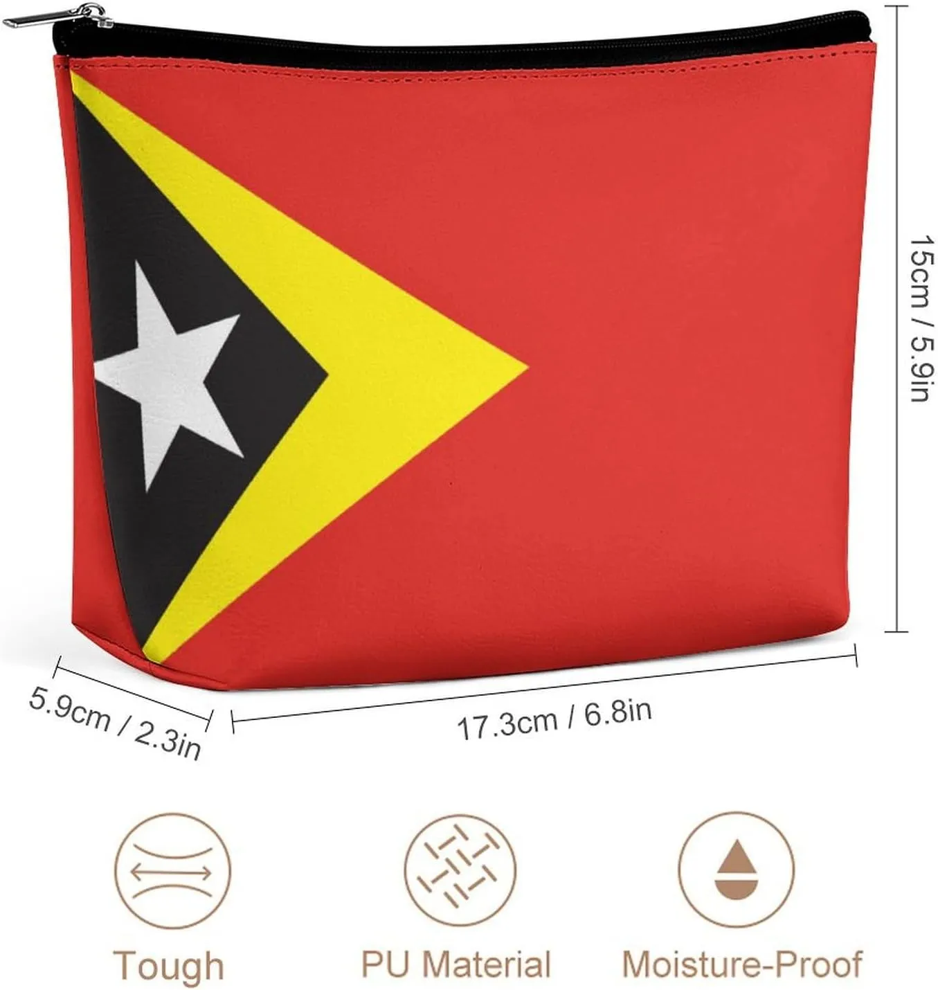 East Timor Flag Portable Cosmetic Organizer Bag Travel Makeup for Women