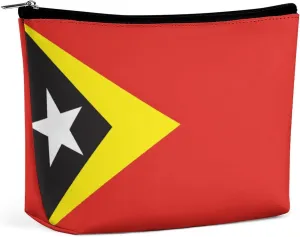East Timor Flag Portable Cosmetic Organizer Bag Travel Makeup for Women