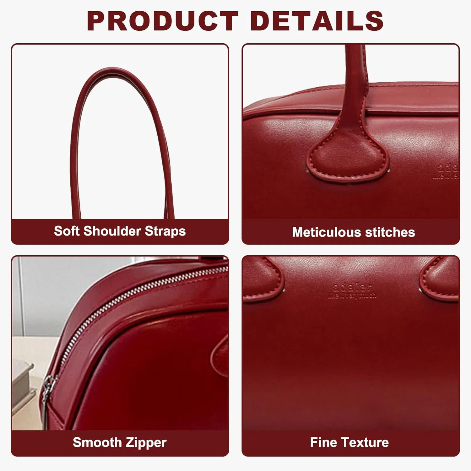 East West Bag, Women Fashion Shoulder Bag Large Capacity PU Leather Small Handbag Solid Color Retro Commuting Bag