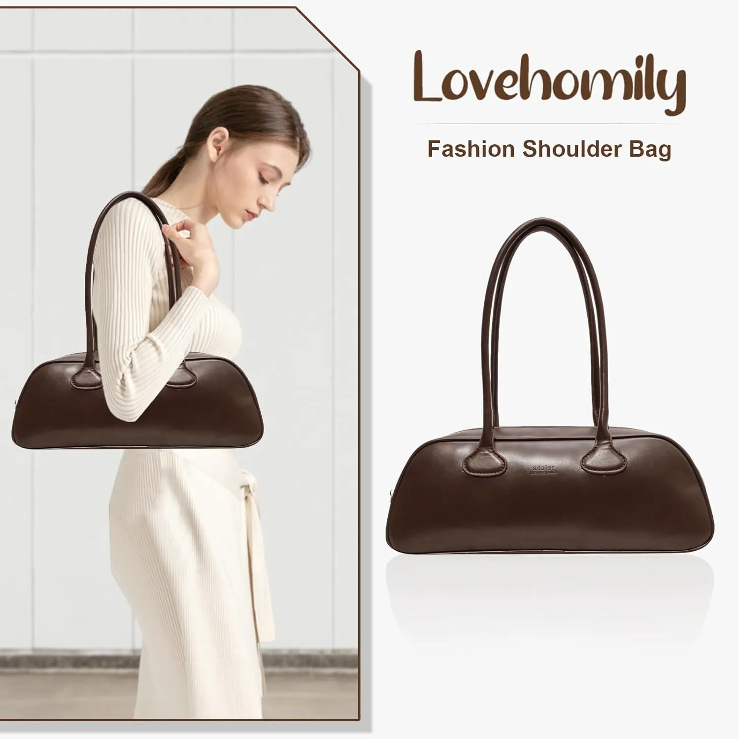 East West Bag, Women Fashion Shoulder Bag Large Capacity PU Leather Small Handbag Solid Color Retro Commuting Bag