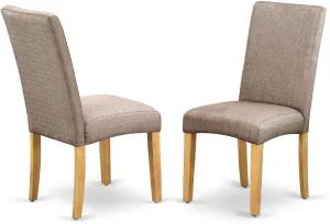 East West Furniture DRP4T16 Driscol Parson Kitchen Chairs - Dark Khaki Linen Fabric Upholstered Dining Chairs, Set of 2, Oak