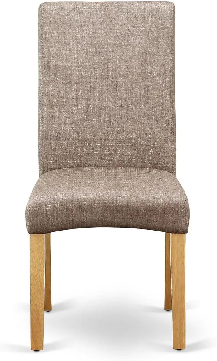 East West Furniture DRP4T16 Driscol Parson Kitchen Chairs - Dark Khaki Linen Fabric Upholstered Dining Chairs, Set of 2, Oak