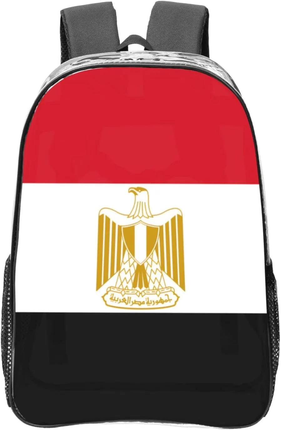 Egyptian Flag Transparent Backpack-16-Inch Pvc Clear Backpack With Side Pockets,Black