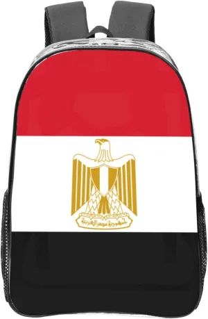 Egyptian Flag Transparent Backpack-16-Inch Pvc Clear Backpack With Side Pockets,Black