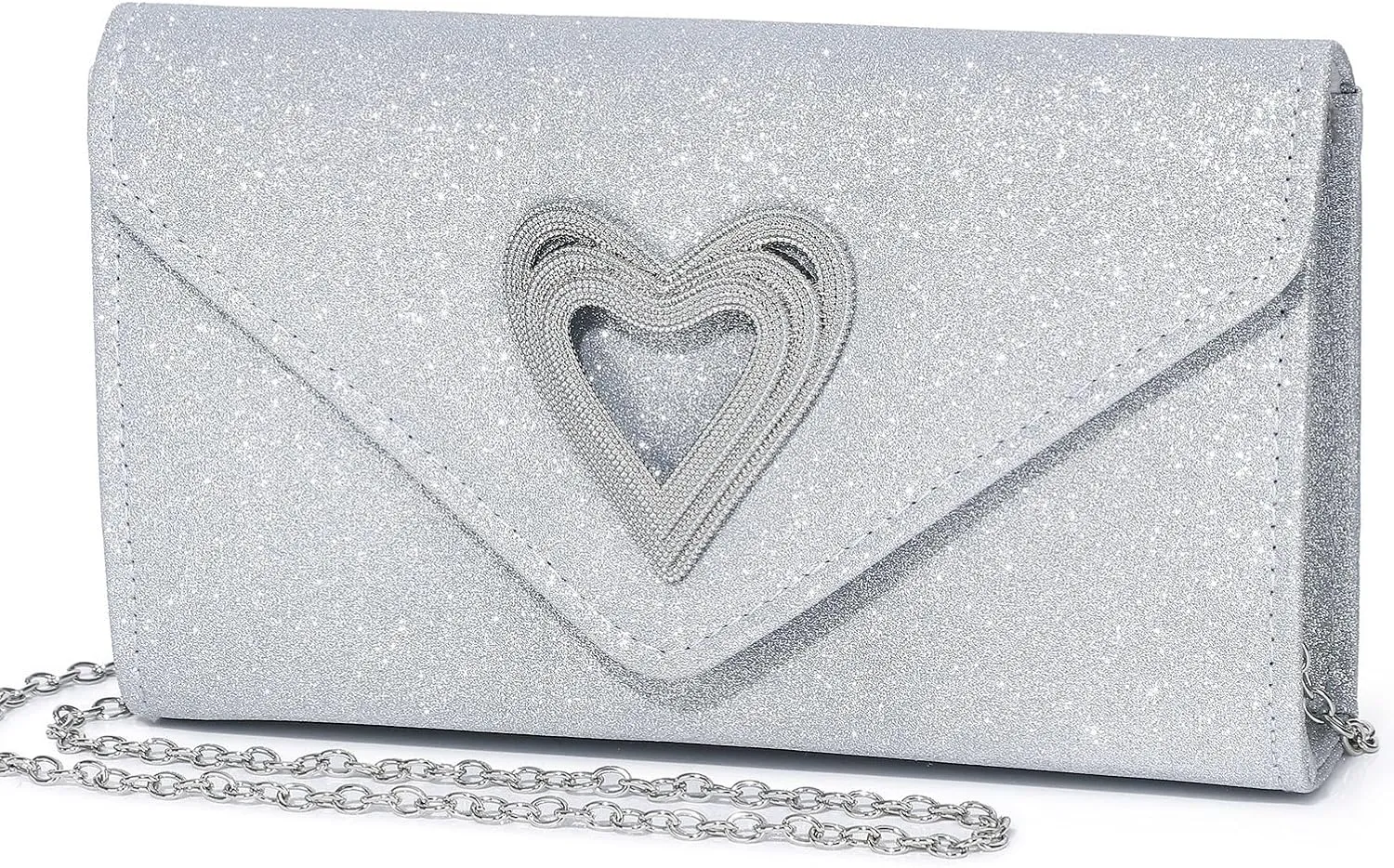 Elegant Heart-Accent Clutch for Women - Sparkly Evening Bag, Ideal for Weddings, Romantic Parties & Formal Events
