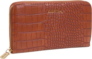 ELLEN TRACY Faux Leather Croco Zip Around Wallet (Cognac)