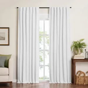Elrene Home Fashions Harrow Solid Texture Blackout Window Curtain, Living Room and Bedroom Drape with Back Tab and Rod Pocket Tabs, 52"x108", White