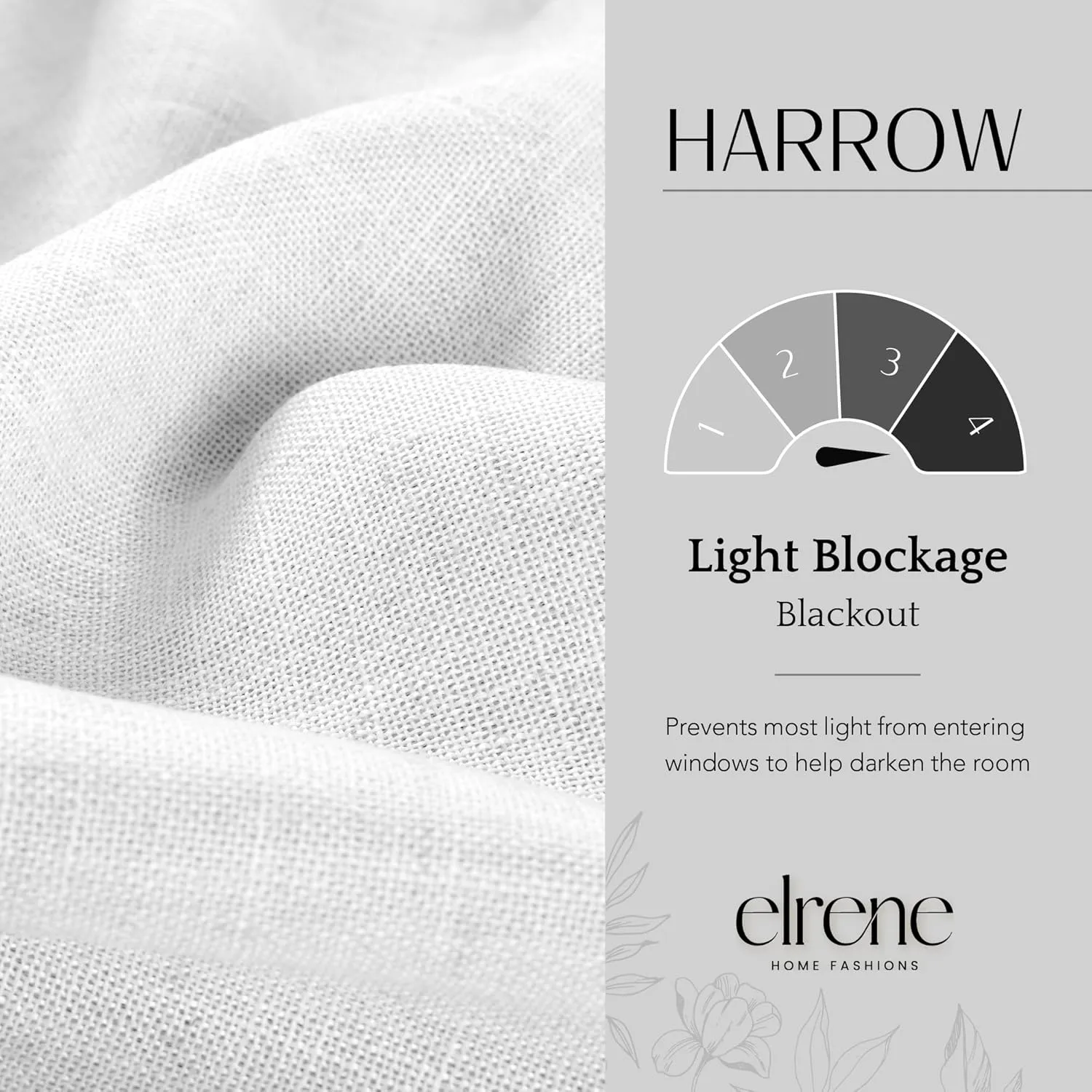 Elrene Home Fashions Harrow Solid Texture Blackout Window Curtain, Living Room and Bedroom Drape with Back Tab and Rod Pocket Tabs, 52"x108", White