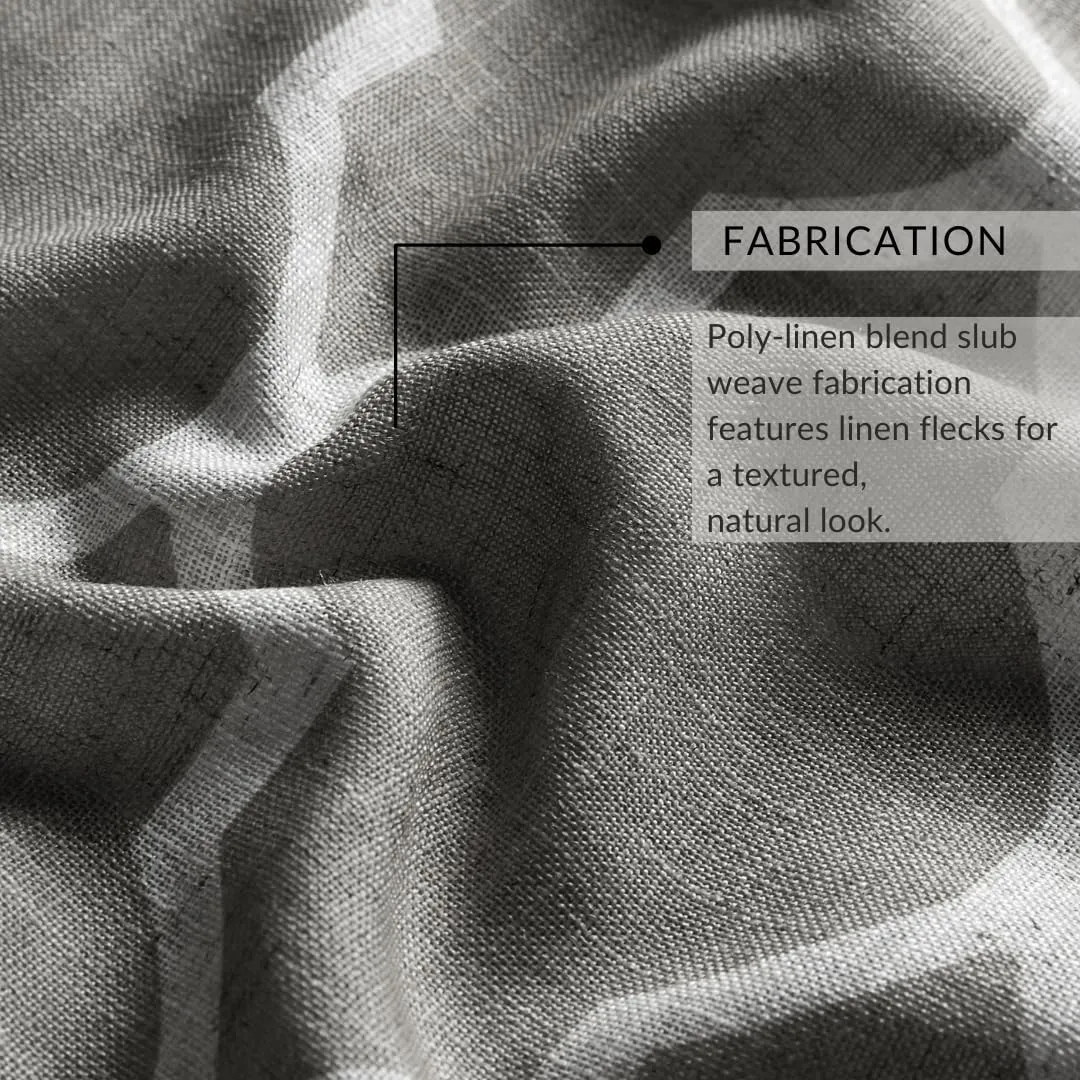 Elrene Home Fashions Medalia Grommet Top Light Filtering Trellis Geometric Pattern Linen Blend Window Curtain Single Panel, 52" x 120", Dark Gray