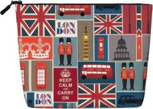 England Symbols Print Cosmetic Bags for Women Large Capacity Purse Travel Toiletry Zipper Storage Pouch