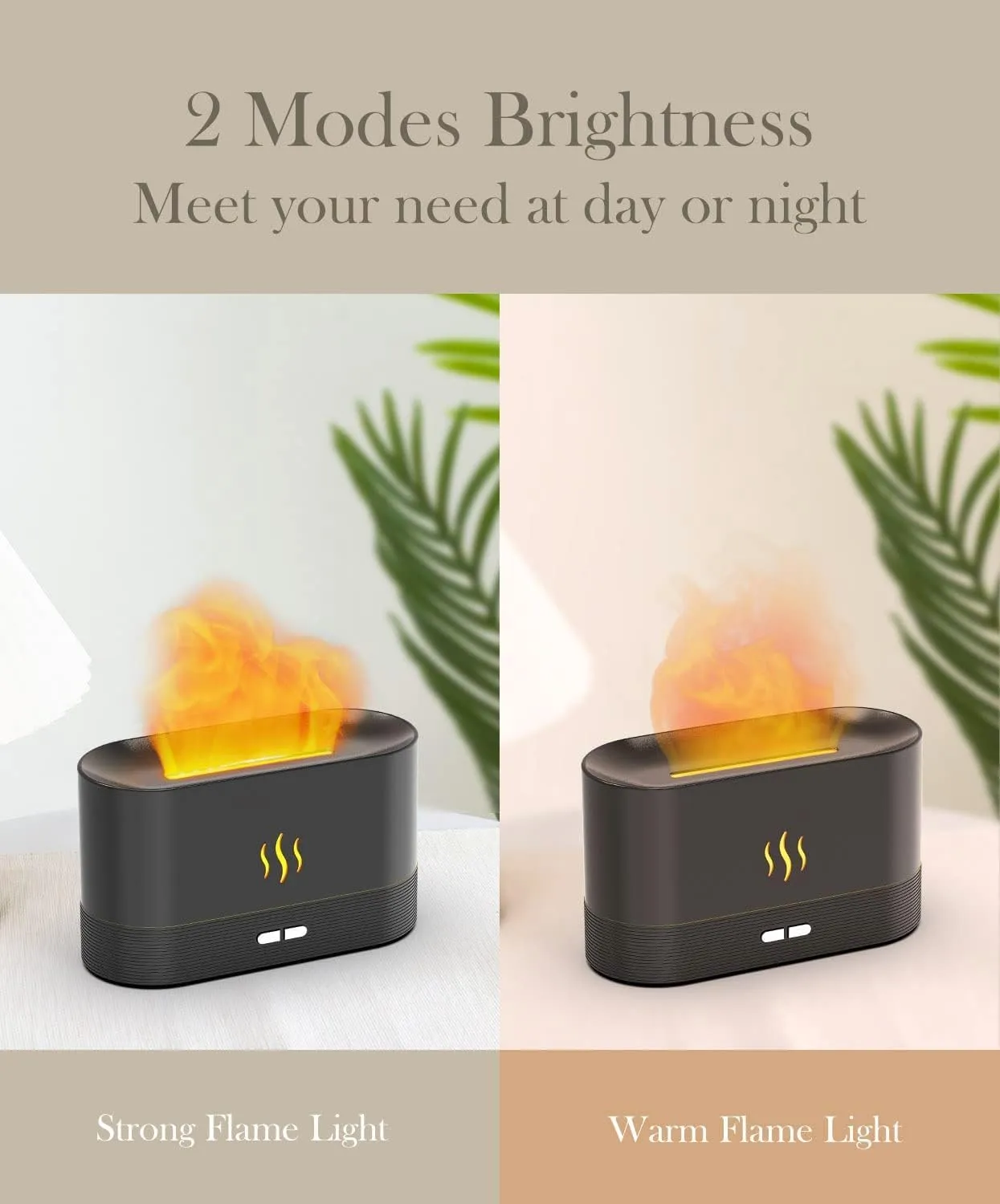 Essential Oil Diffuser Humidifer with Flame Light Effect, 180ml Air Diffuser for Essential Oils, Humidifiers for Bedroom with 2 Brightness, Auto-Off Function(White)