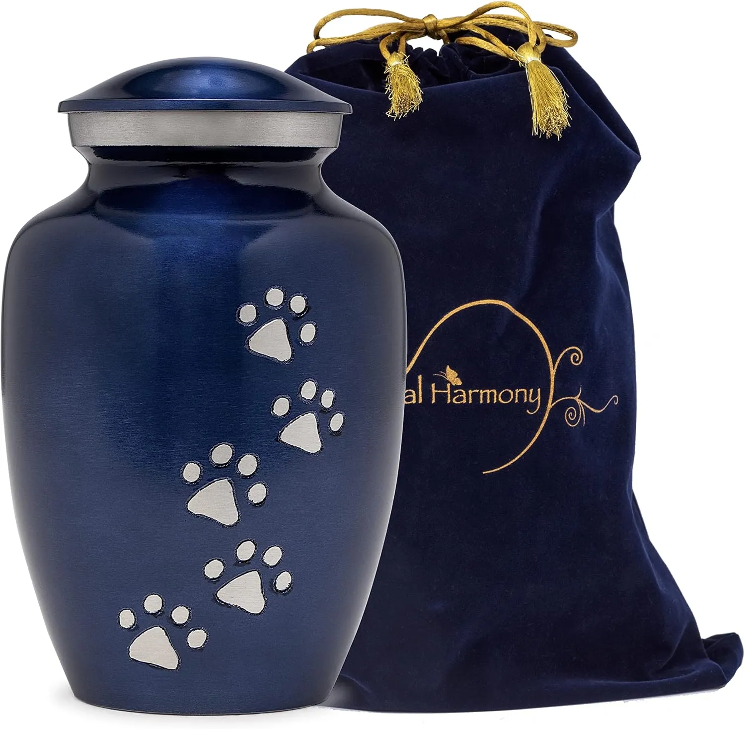 Eternal Harmony Large Pet Urns for Dogs with Secure Seal, Velvet Bag & Anti-Slip Felt Bottom, Animal Urn for Dog Ashes, Cat Ashes & Any Pet Up to 122 lbs (Blue, Large)