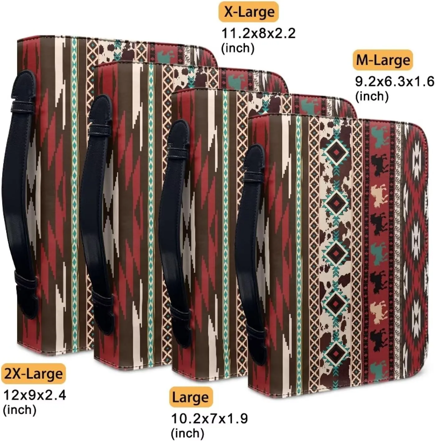 Ethnic Aztec Geometric Bible Covers Bible Book Carrier Bag With Zipper Bible Carrying Bag Large Medium Size PU Leather Bible Case Bible Bag Tote Book Carrying Case Christian Bible Accessories