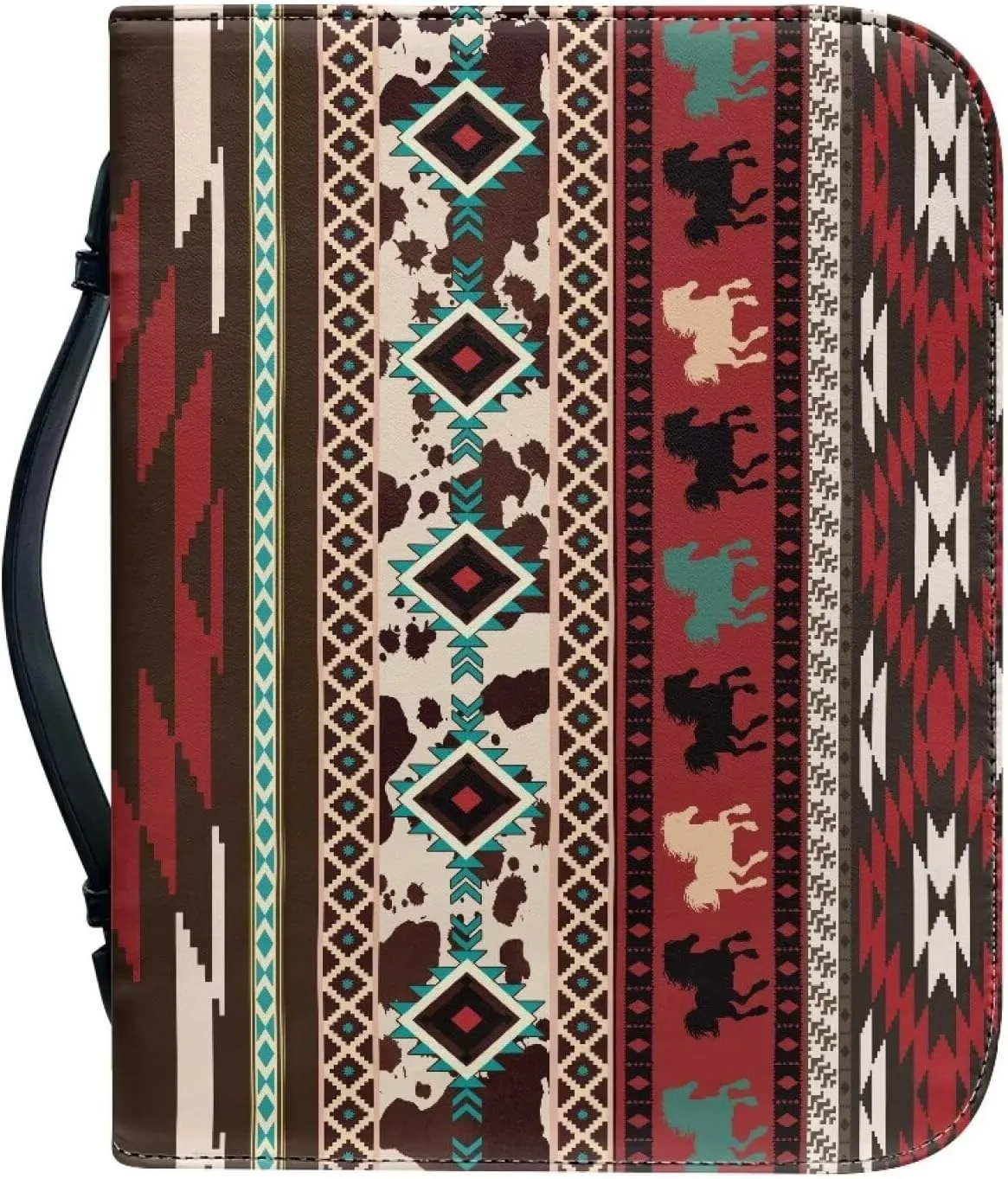 Ethnic Aztec Geometric Bible Covers Bible Book Carrier Bag With Zipper Bible Carrying Bag Large Medium Size PU Leather Bible Case Bible Bag Tote Book Carrying Case Christian Bible Accessories
