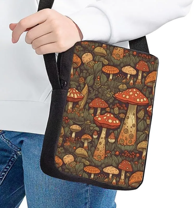 Ethnic Small Wallet Bag for Women Fashion Crossbody Purse Bags Owl Dinosaur Lightweight with Back Zipper Card Slots