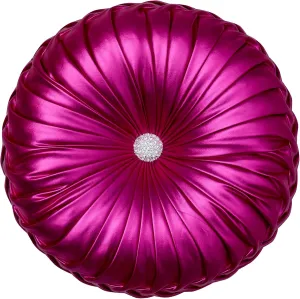 EUCIOR Round Throw Pillows,Pumpkin Pleated Handmade Metallic Throw Pillows,Hot Pink Throw Pillow,Modern Leather Decorative Pillowcases for Home Decor Bedroom Living Room Couch Bed Sofa (Hot-Pink)