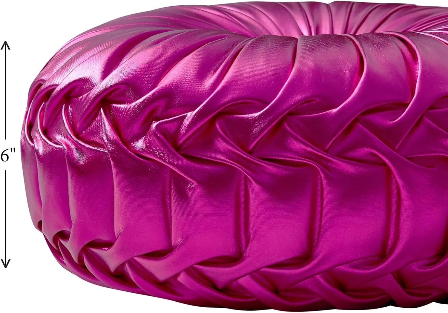 EUCIOR Round Throw Pillows,Pumpkin Pleated Handmade Metallic Throw Pillows,Hot Pink Throw Pillow,Modern Leather Decorative Pillowcases for Home Decor Bedroom Living Room Couch Bed Sofa (Hot-Pink)