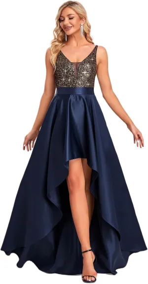 Ever-Pretty Women's Summer Glitter V-Neck A-line High-Low Semi Formal Cocktail Party Dresses 00667