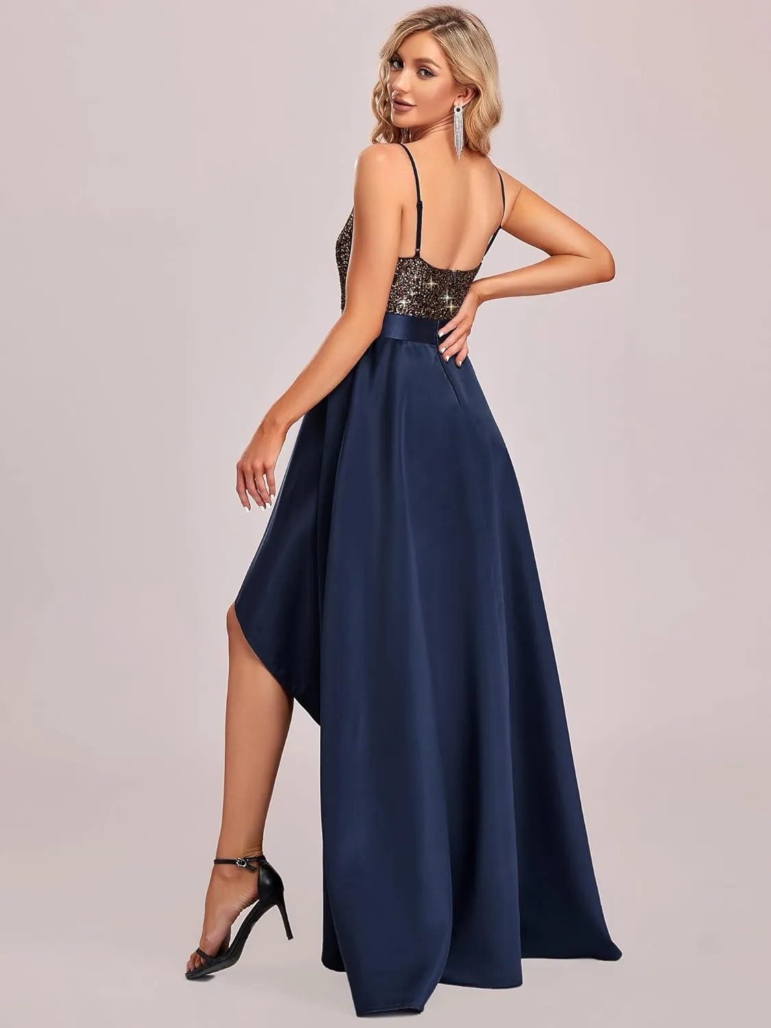 Ever-Pretty Women's Summer Glitter V-Neck A-line High-Low Semi Formal Cocktail Party Dresses 00667
