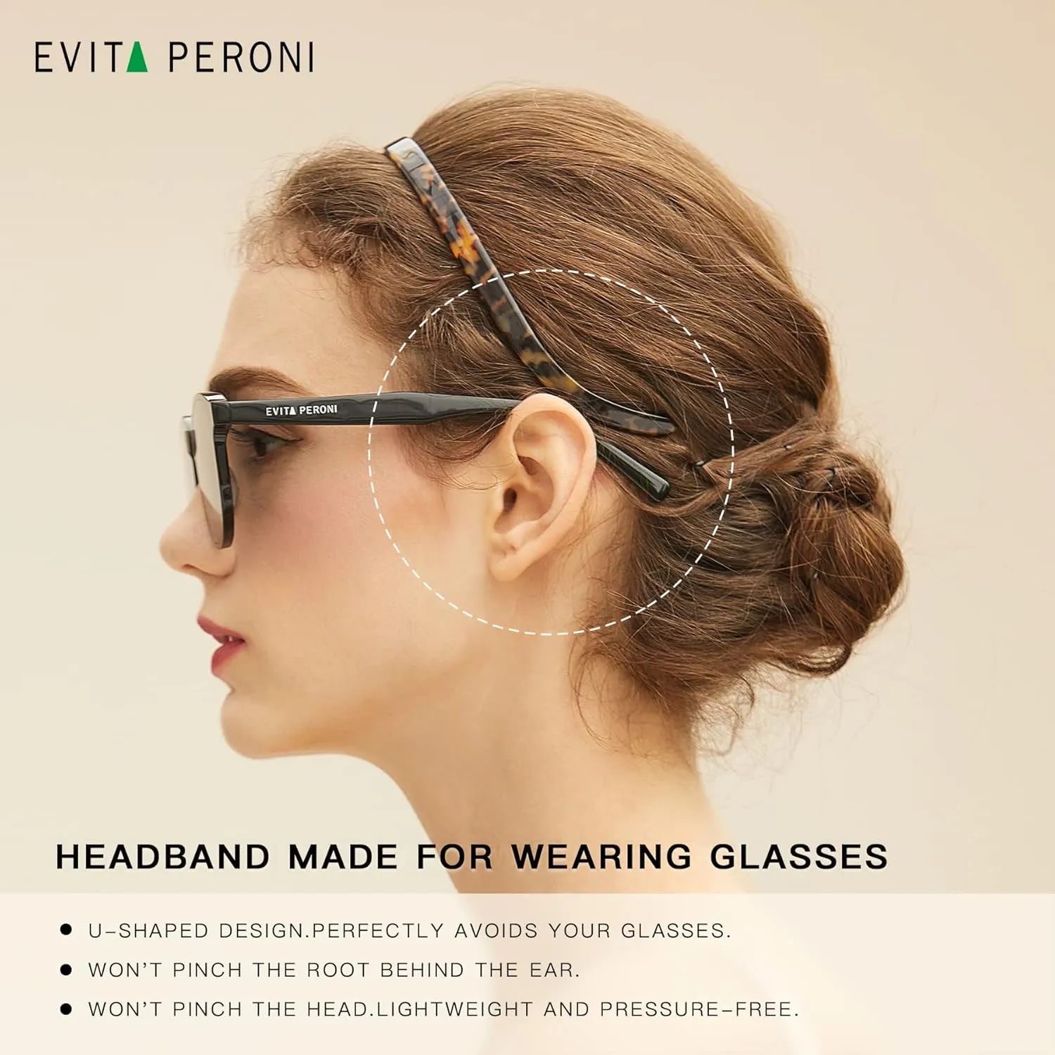 EVITA PERONI Hair Band for Eyewear, No Pressure, No Headache, Comfortable Headbands for Women - Orange (Acetate Resin, 1 Count, Women, Hairband)