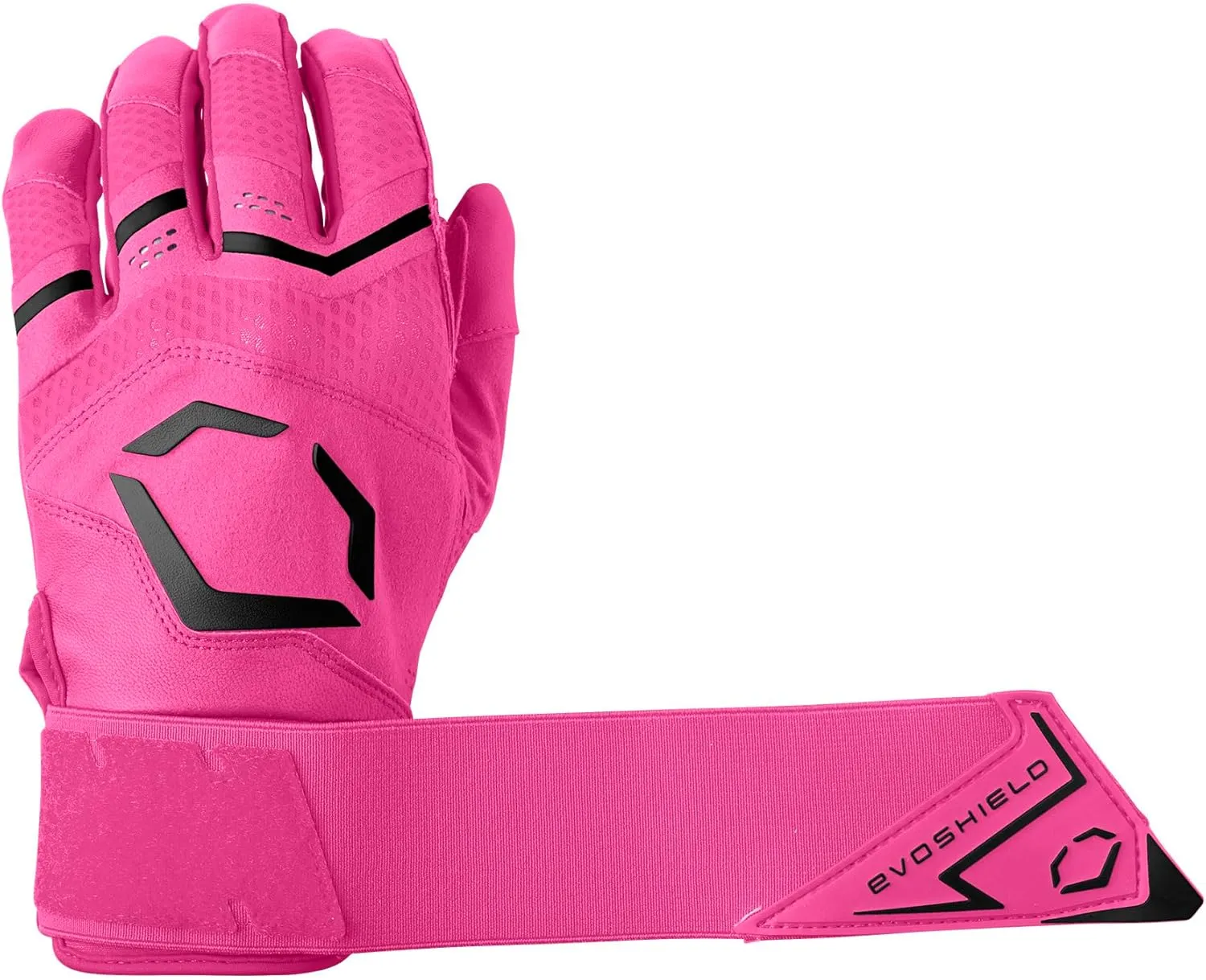 EvoShield Carbyne Youth Batting Gloves with Strap - Black, Youth Large