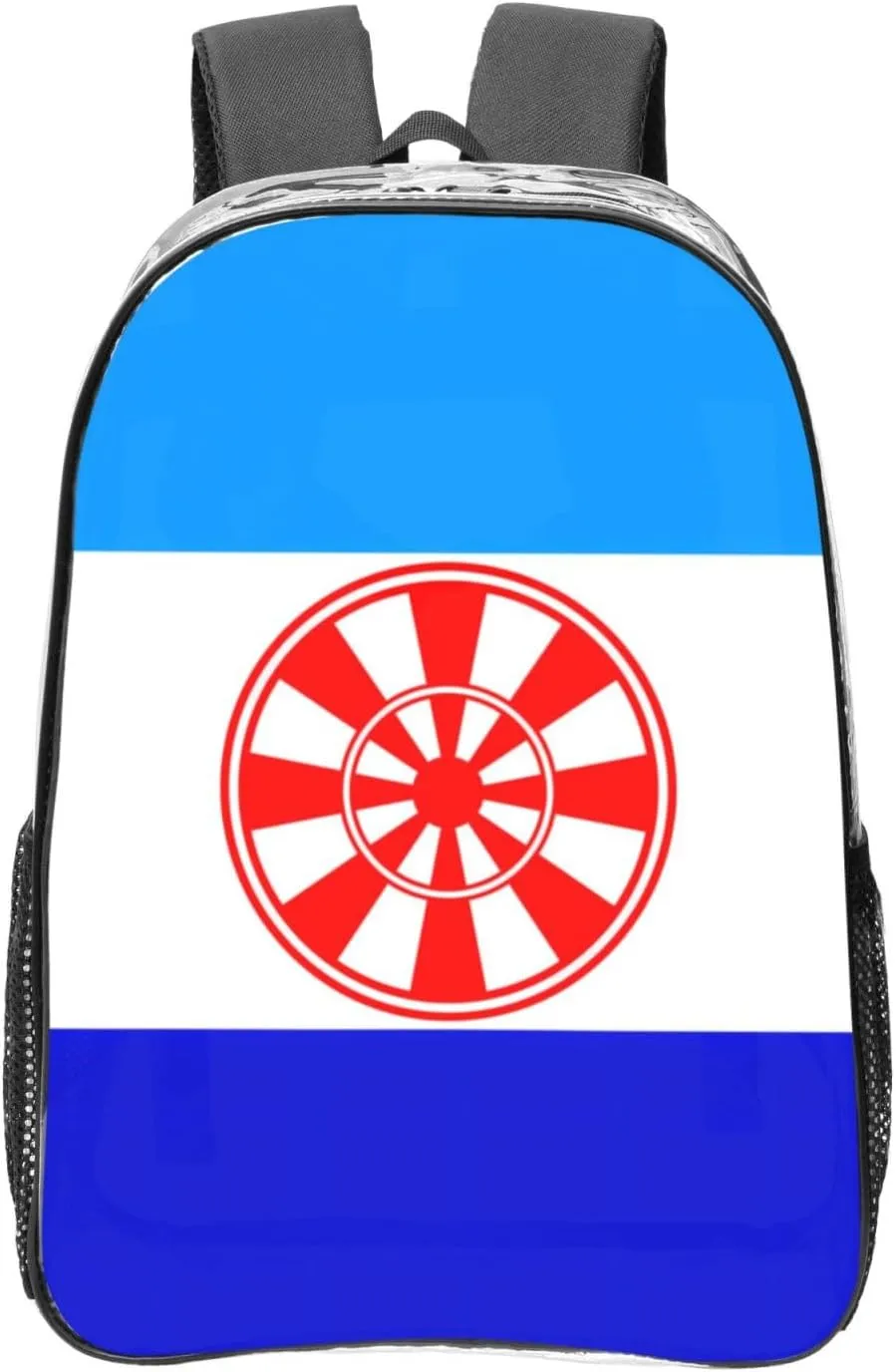 Ewenke National Flag Transparent Backpack-16-Inch Pvc Clear Backpack With Side Pockets,Black
