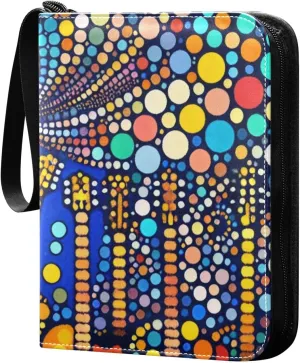 Exnundod Abstract Colorful Guitars Trading Card Binder for Cards, Polka Dots Card Album 4-Pockets for 400 Cards with Removable Sleeves PU Baseball Card Holder Football Sports Card Collection