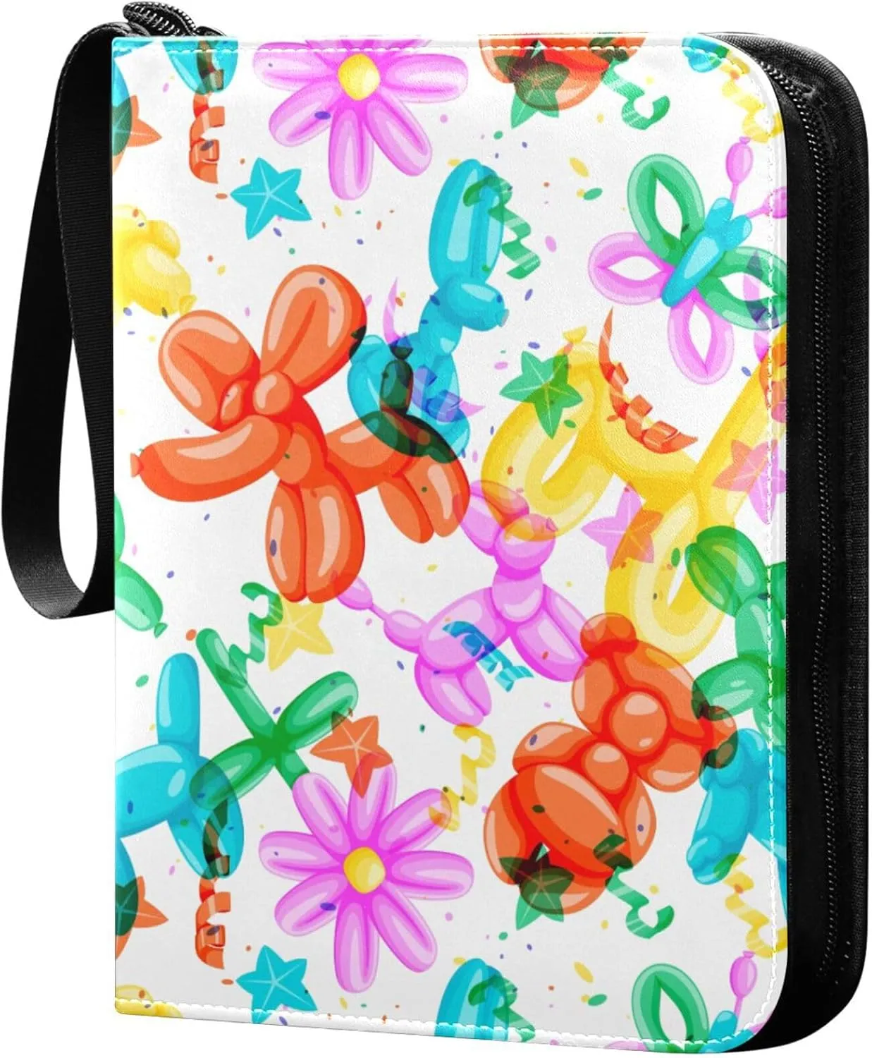 Exnundod Air Balloons Colorful Trading Card Binder for Cards, Card Album 4-Pockets for 400 Cards with Removable Sleeves PU Baseball Card Holder Football Sports Card Collection