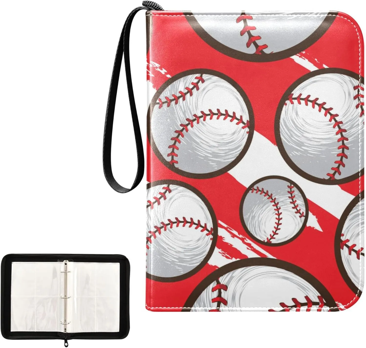 Exnundod Urban Style Baseball Trading Card Binder for Cards, Colorful Card Album 4-Pockets for 400 Cards with Removable Sleeves PU Baseball Card Holder Football Sports Card Collection