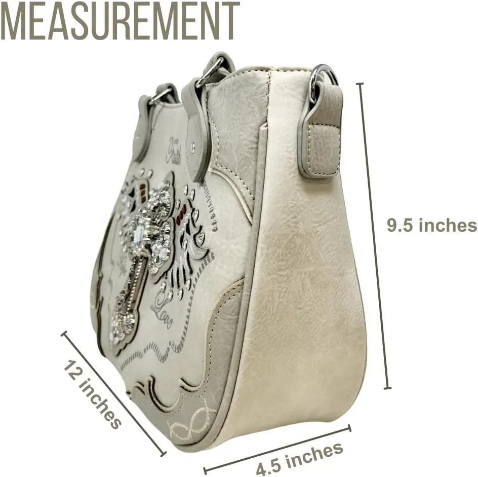 Faith Love Hope Purse and Wallet Set - Angel Wings Cross Bag for Women