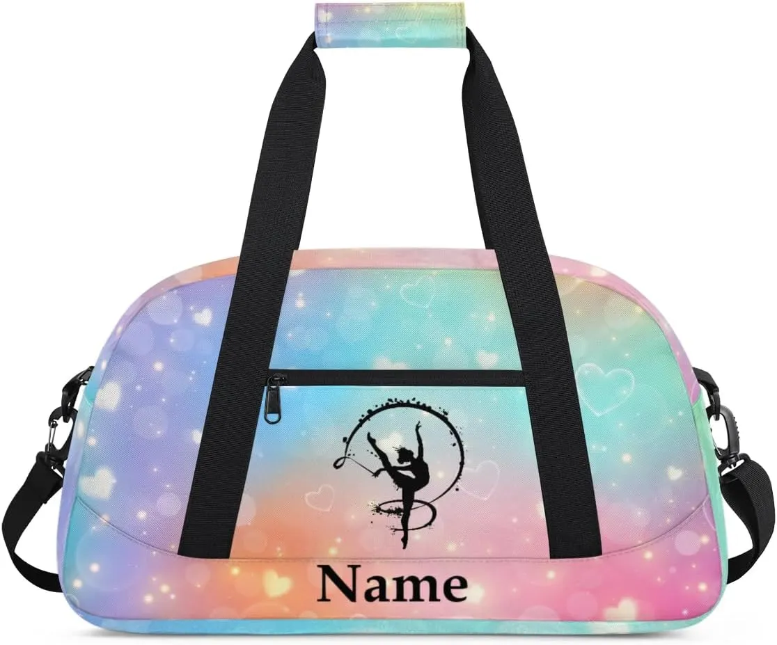 Fantasy Artistic Gymnastics Personalized Duffle Bag for Kids Custom Dance Ballet Bag with Name Lightweight Travel Weekender Overnight Bags Sport Gym Duffel Bag Workout Carry On Tote for Girls Boys