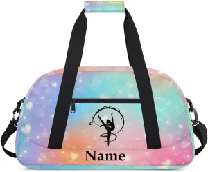 Fantasy Artistic Gymnastics Personalized Duffle Bag for Kids Custom Dance Ballet Bag with Name Lightweight Travel Weekender Overnight Bags Sport Gym Duffel Bag Workout Carry On Tote for Girls Boys
