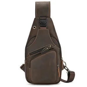 Fashion Men's Chest Bag Vintage Single Shoulder Crossbody Leather