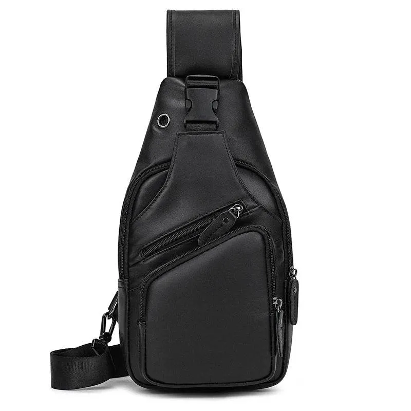 Fashion Men's Chest Bag Vintage Single Shoulder Crossbody Leather