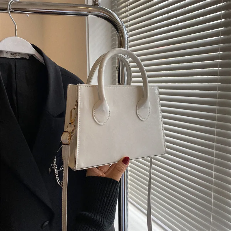 Fashion Solid Color Patent Leather Portable Shoulder Bags