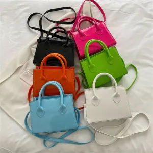 Fashion Solid Color Patent Leather Portable Shoulder Bags