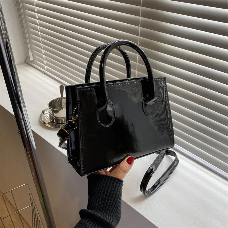Fashion Solid Color Patent Leather Portable Shoulder Bags
