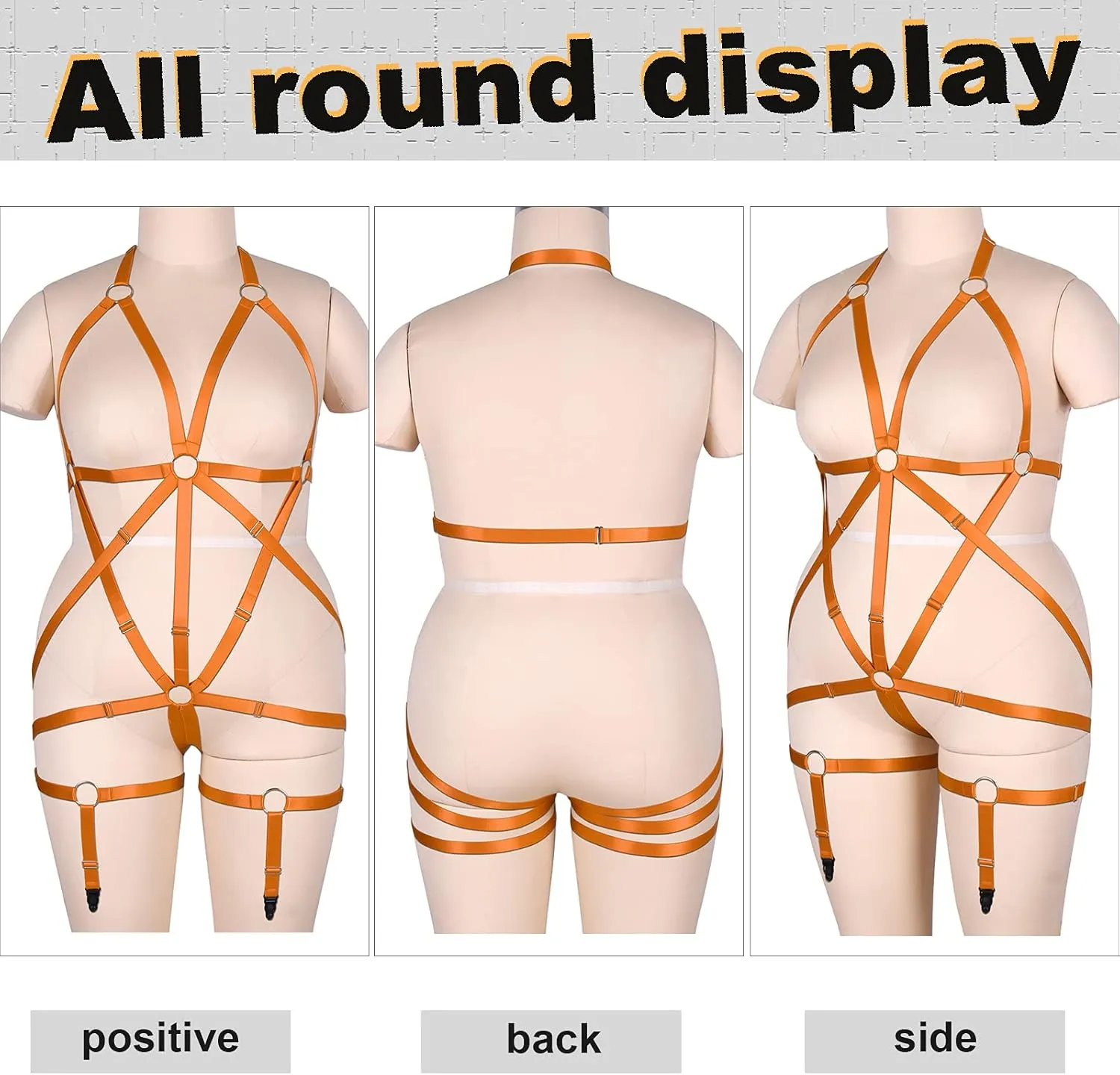 Fat Women Full Body Harness Garter Belt Plus Size Cage Hollow Out Frame Stockings Bra Set Punk Goth Rave Clothing