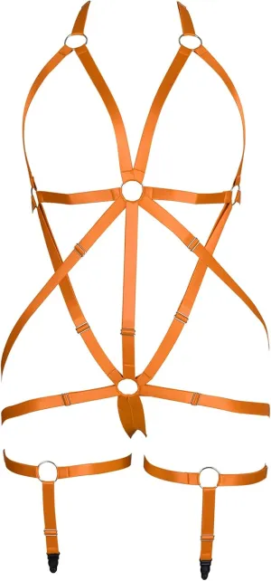 Fat Women Full Body Harness Garter Belt Plus Size Cage Hollow Out Frame Stockings Bra Set Punk Goth Rave Clothing