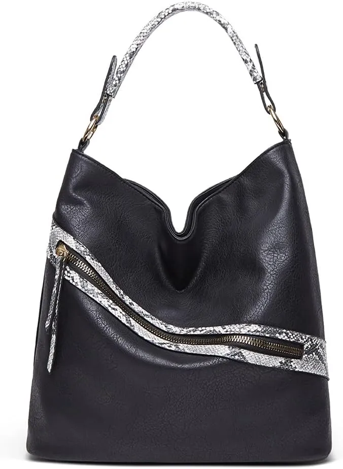 Faux Leather Handbag for Women Top Handle Shoulder Bag Crossbody Bag Retro Tote Bag Hobo Purse Snake Print Bucket Bag