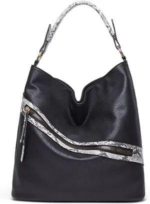 Faux Leather Handbag for Women Top Handle Shoulder Bag Crossbody Bag Retro Tote Bag Hobo Purse Snake Print Bucket Bag