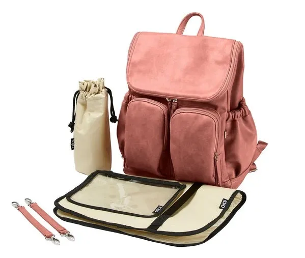 Faux Leather Nappy Backpack - Dusty Rose