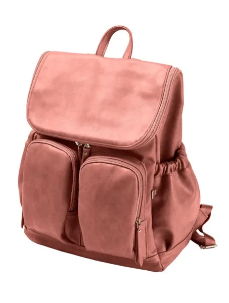 Faux Leather Nappy Backpack - Dusty Rose