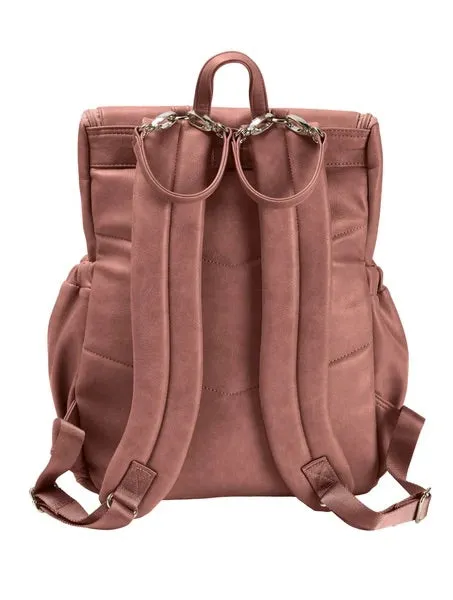 Faux Leather Nappy Backpack - Dusty Rose