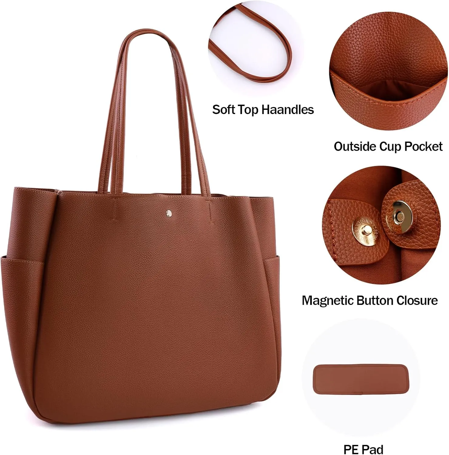 Faux Leather Tote Bag for Women Large Capacity Shoulder Bag Womens Oversized Tote Bag