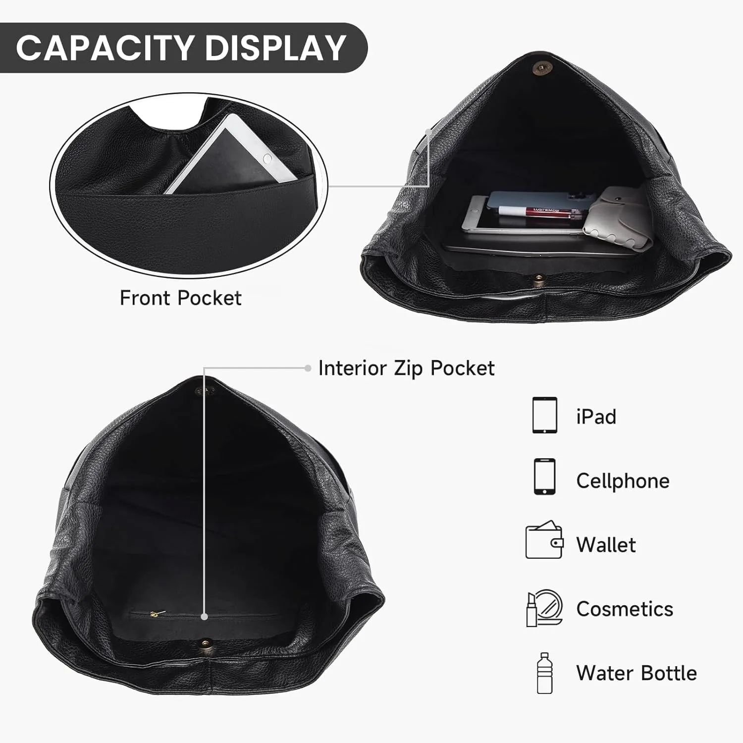 Faux Leather Tote Bag, Shoulder Bag for Women Satchel Handbag Crossbody Soft Women's Hobo Handbags